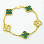 [Aura ]New  CLOVER 5 MOTIF MALACHITE BRACELET COLLECTION
