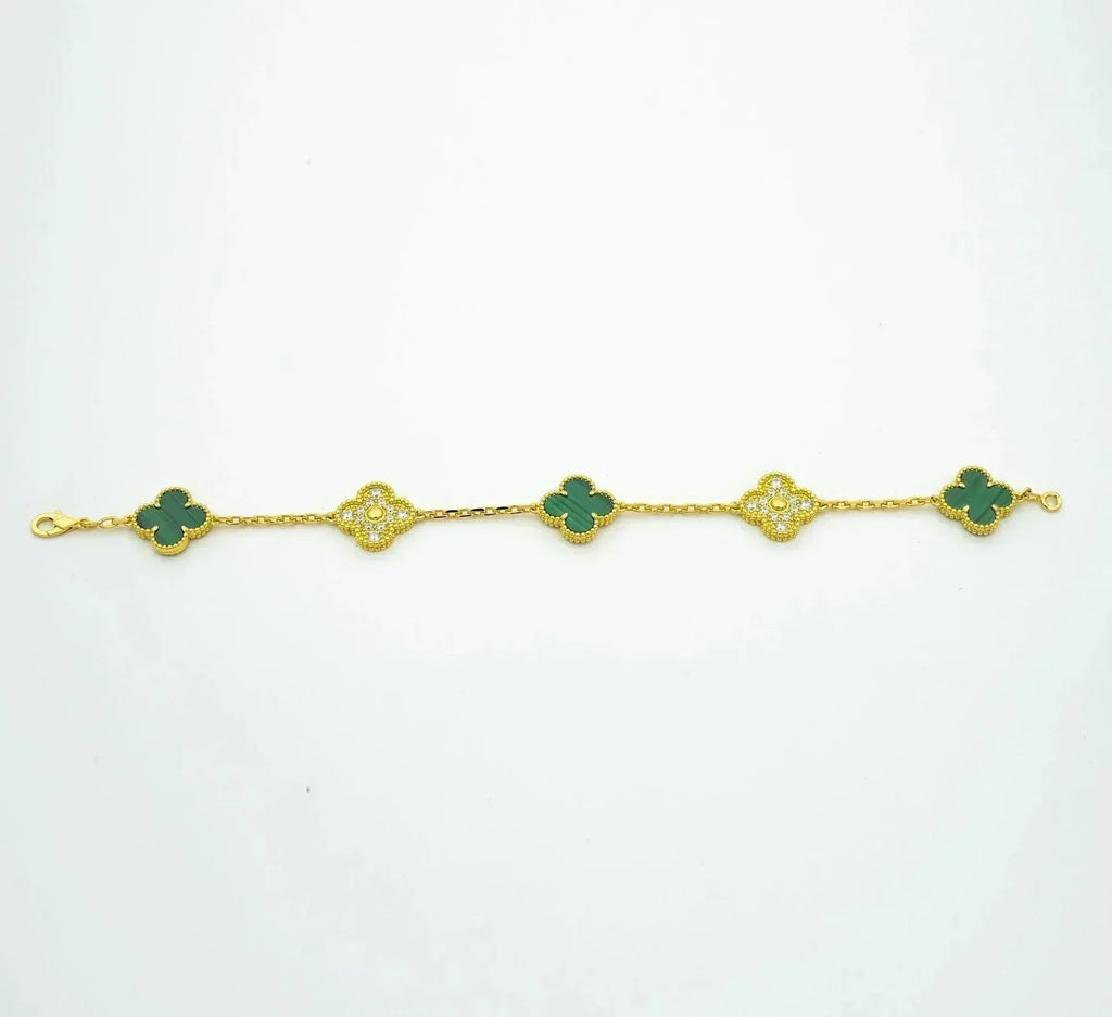 [Aura ]New  CLOVER 5 MOTIF MALACHITE BRACELET COLLECTION