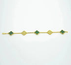 [Aura ]New  CLOVER 5 MOTIF MALACHITE BRACELET COLLECTION