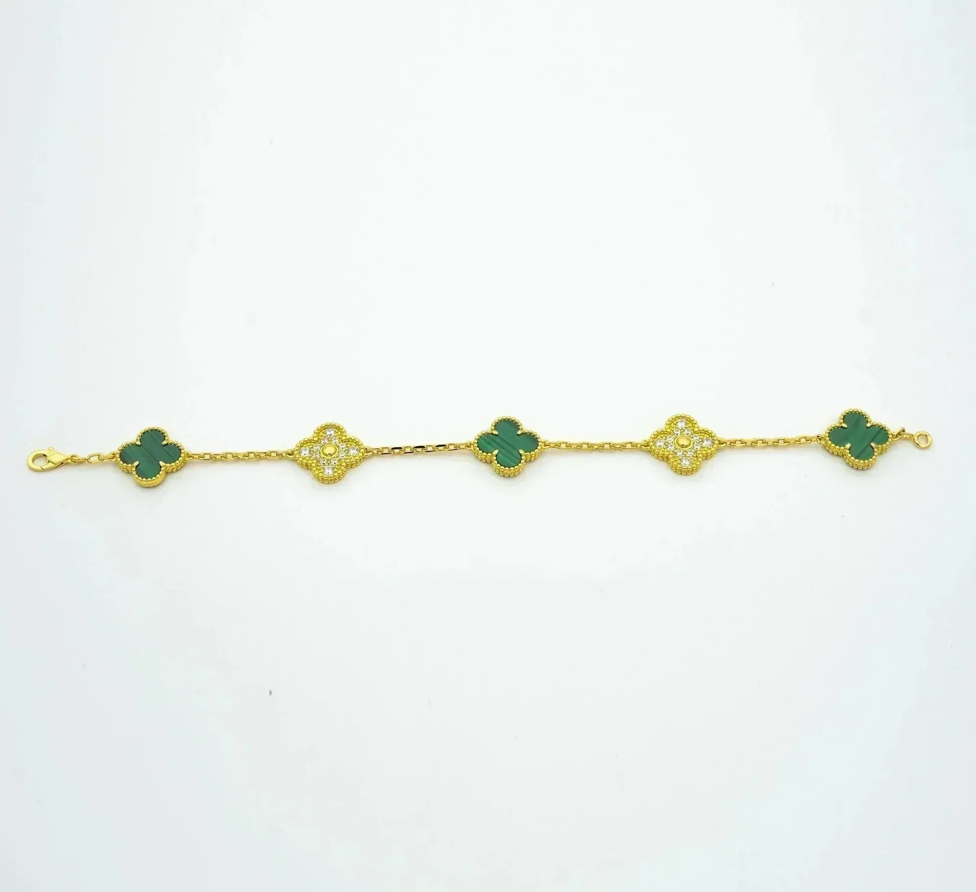 [Aura ]New  CLOVER 5 MOTIF MALACHITE BRACELET COLLECTION
