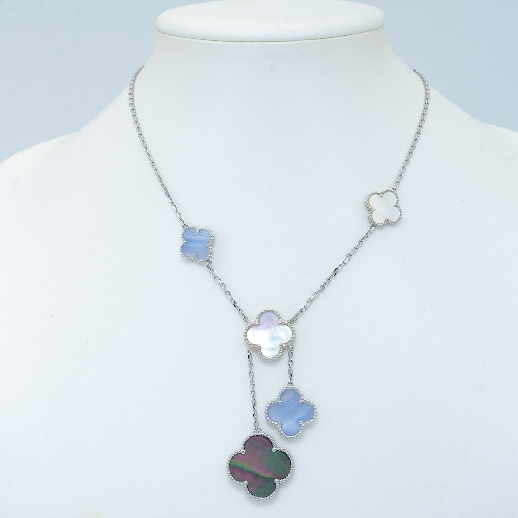 Aura CLOVER MOP CHALCEDON HALSKETTE SILBER 6 MOTIV