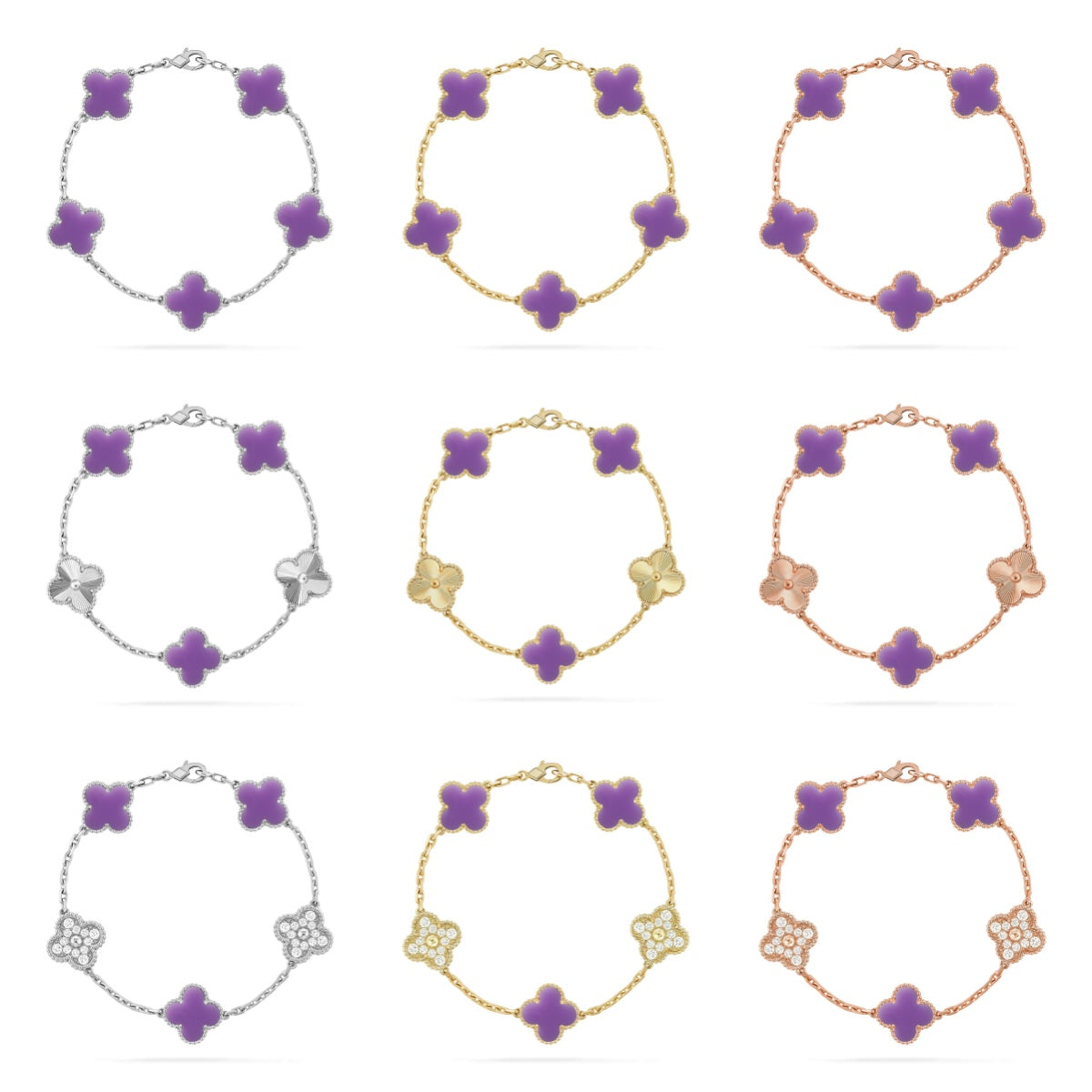 [Aura ]New CLOVER 5 MOTIF LIGHT PURPLE BRACELET COLLECTION