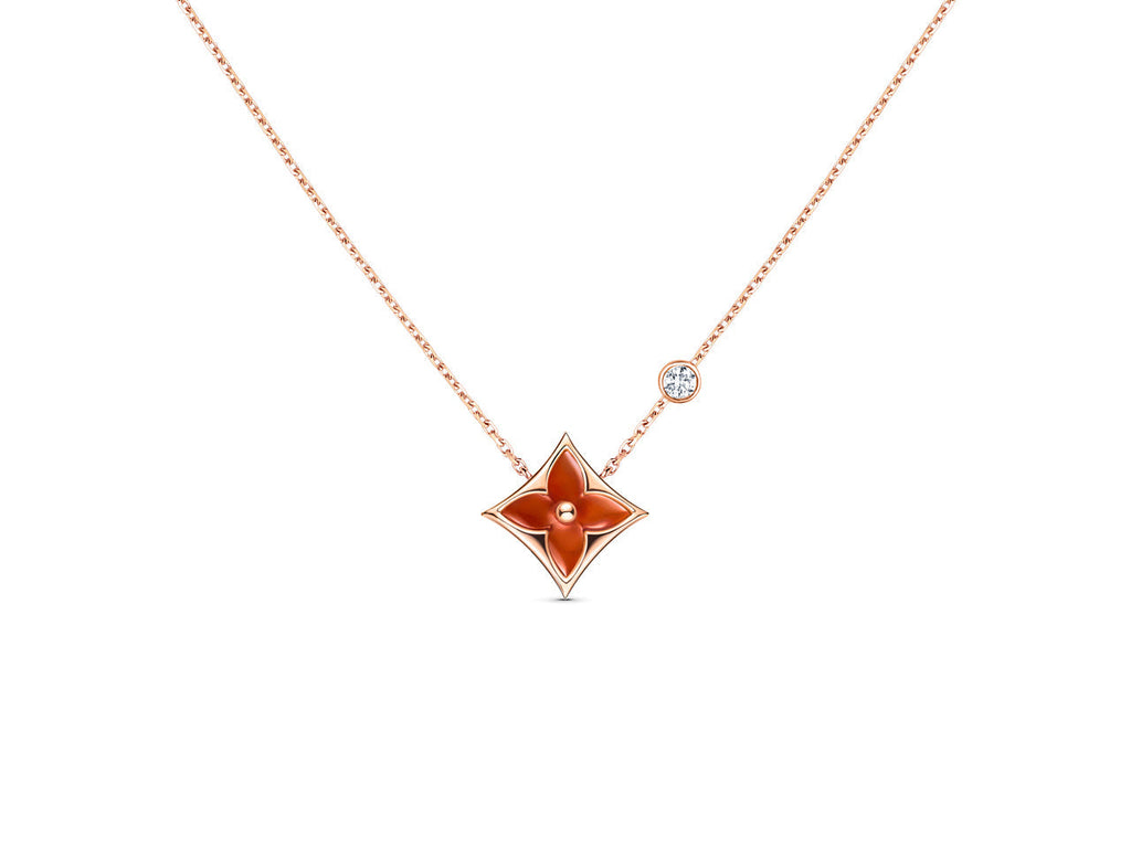 Aura STAR NECKLACE PINK GOLD 1 DIAMOND