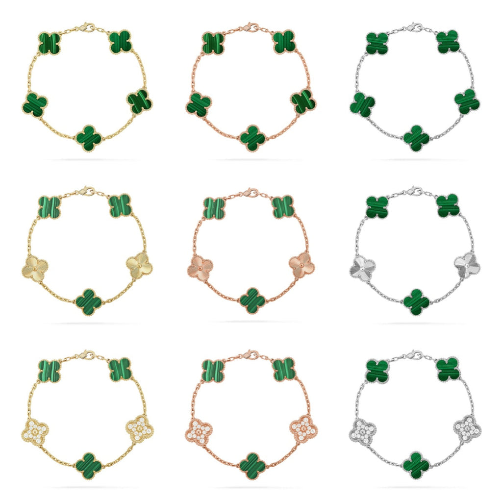 [Aura ]New  CLOVER 5 MOTIF MALACHITE BRACELET COLLECTION