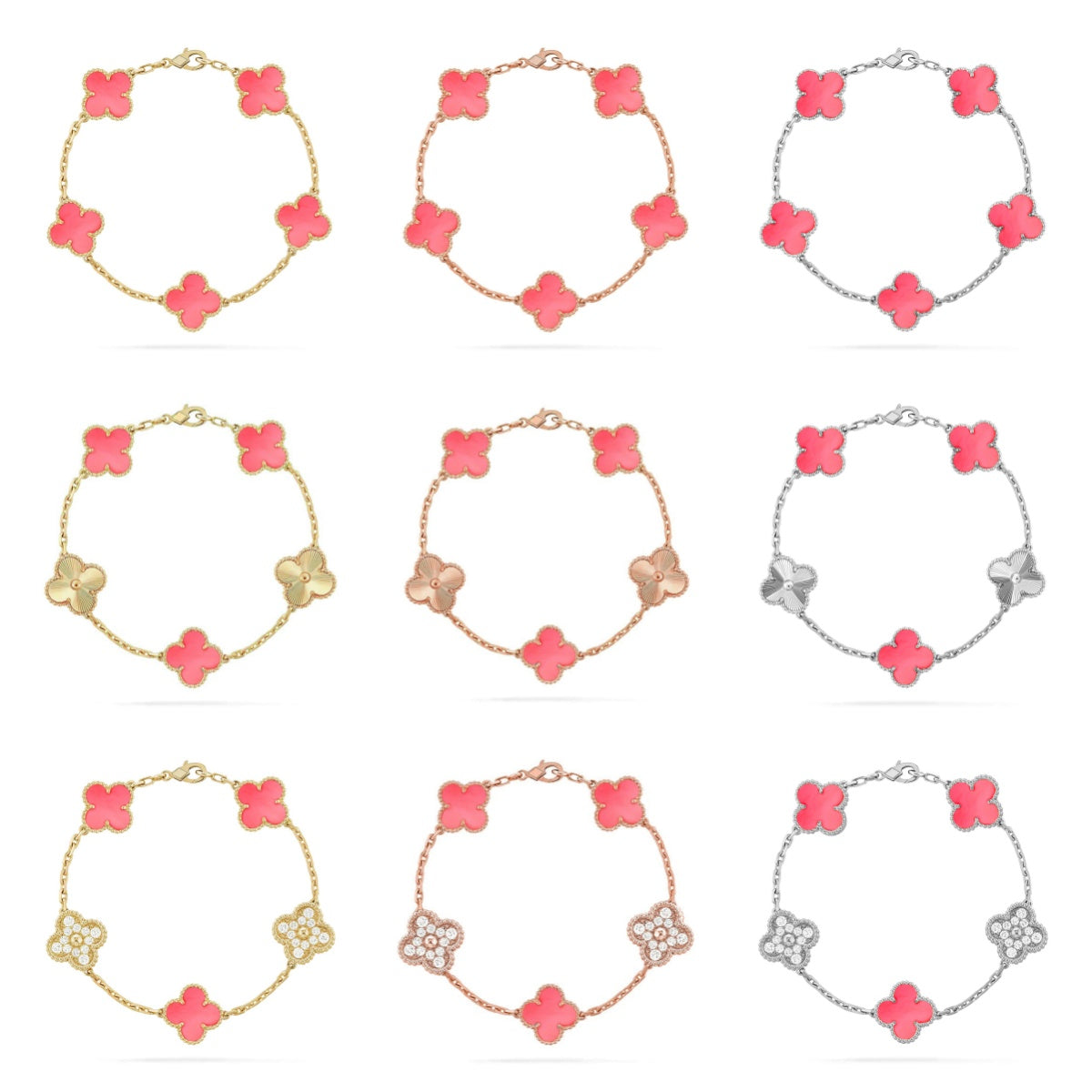 [Aura ]New  CLOVER 5 MOTIFS  PINK MOP BRACELET COLLECTION