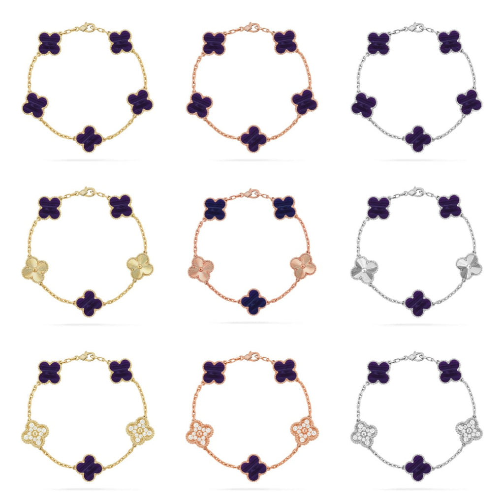 [Aura ]New CLOVER 5 MOTIF PURPLE STRIPES BRACELET COLLECTION