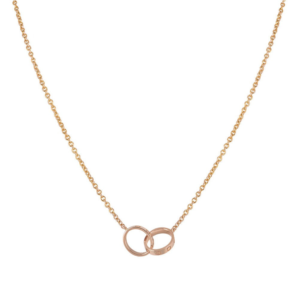 Aura LOVE NECKLACE DOUBLE RING PINK GOLD