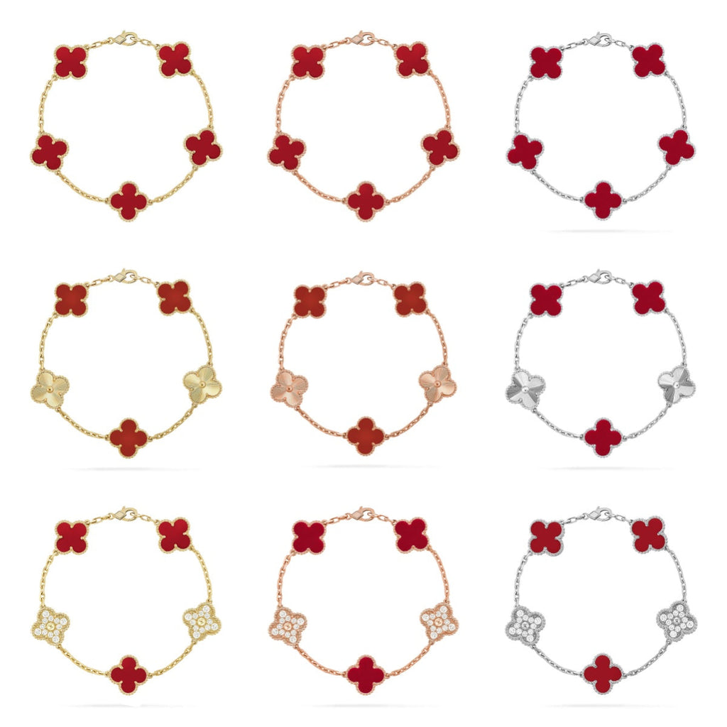 [Aura ]Neue Kollektion CLOVER 5 MOTIF ROTER CORNELIAN-ARMBÄNDER