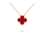 Aura CLOVER 15MM CARNELIAN SINGLE FLOWER NECKLACE