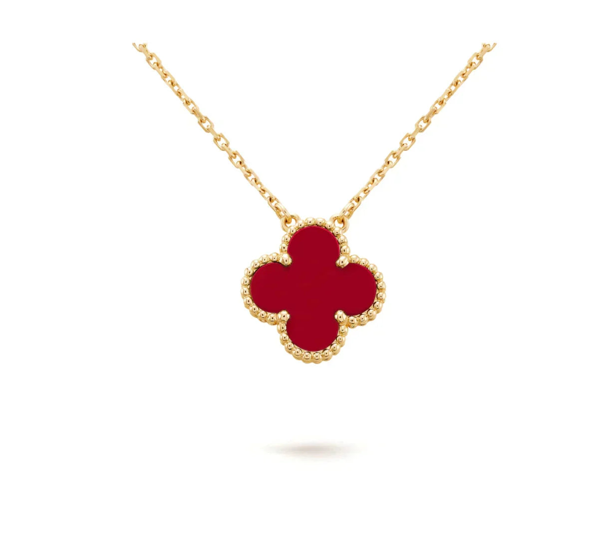 Aura CLOVER 15MM CARNELIAN SINGLE FLOWER NECKLACE