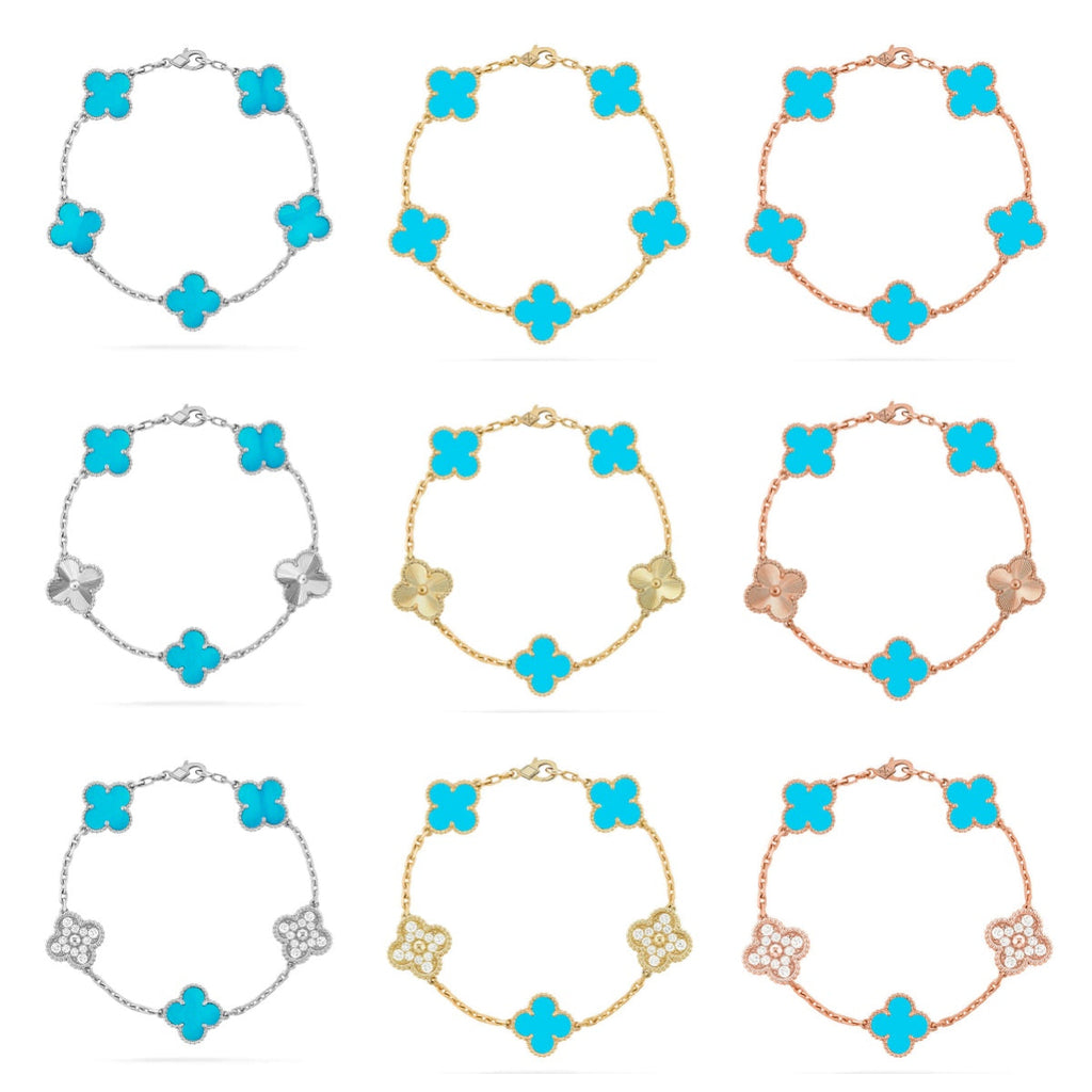 [Aura ]New  CLOVER 5 MOTIF TURQUOISE BRACELET COLLECTION