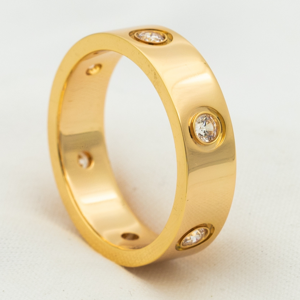 Aura LOVE RING 5.5MM 6 DIAMONDS PINK GOLD
