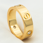 Aura LOVE RING 5.5MM 3 DIAMONDS PINK GOLD