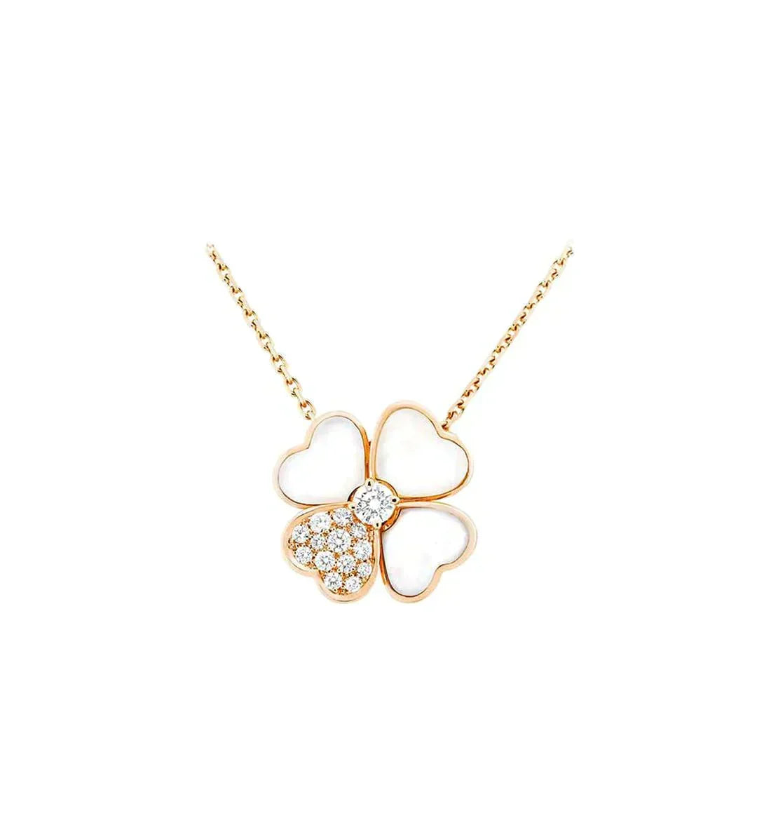 Aura CLOVER MOP DIAMOND ROSE GOLD NECKLACE
