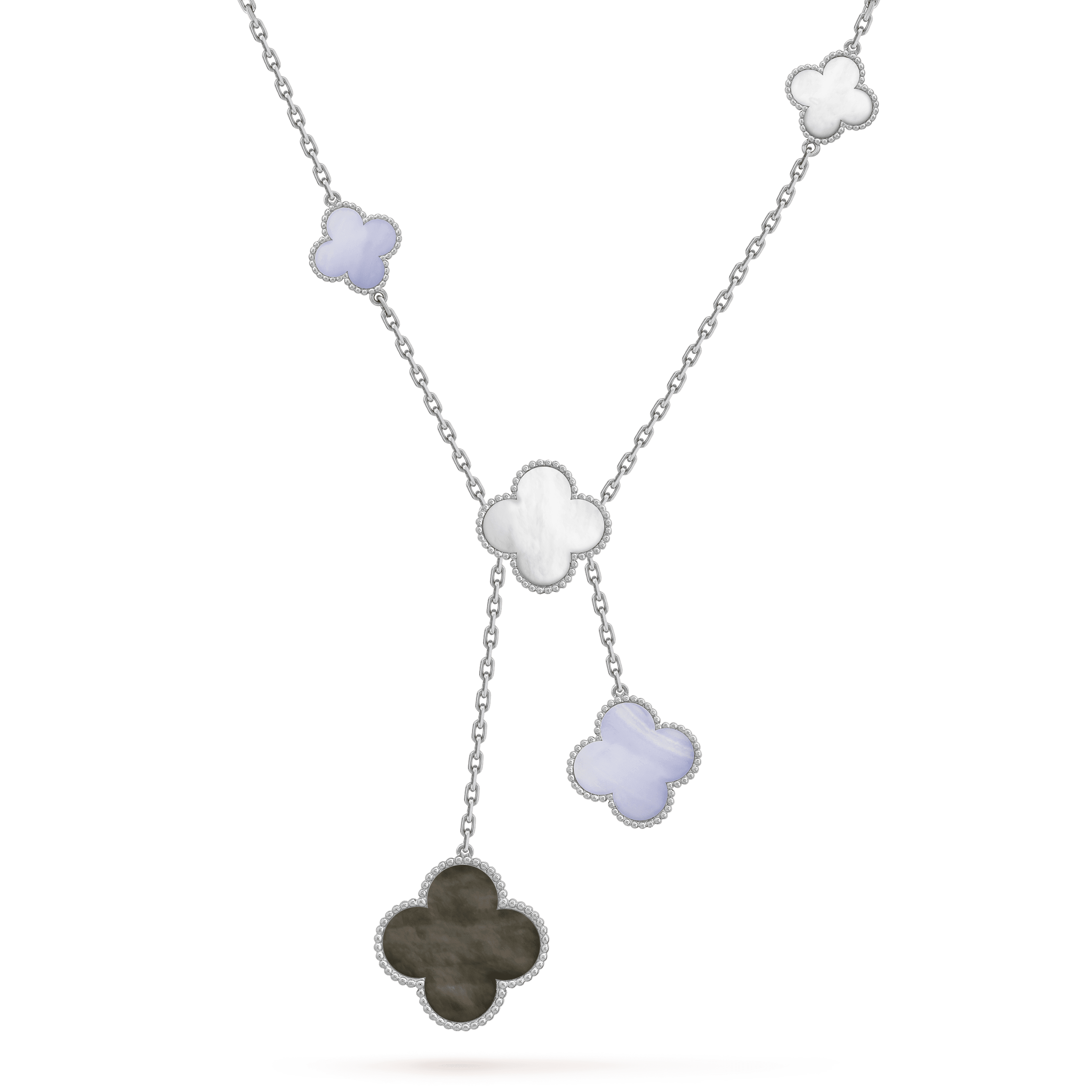 Aura CLOVER MOP CHALCEDON HALSKETTE SILBER 6 MOTIV