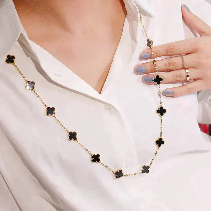 Aura CLOVER 20 MOTIFS ONYX NECKLACE