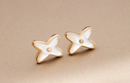 Aura JEUX DE WHITE MOP PINK GOLD DIAMOND EARRINGS