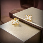 Aura JEUX DE WHITE MOP GOLD DIAMOND EARRINGS