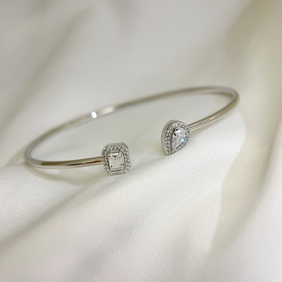 [Aura ] JONC FLEX MY TWIN TOI & MOI SILVER DIAMOND BRACELET