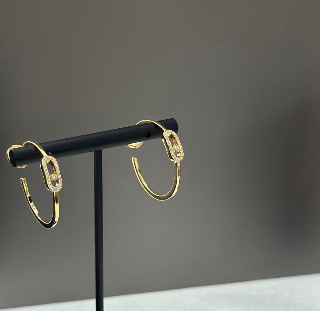 [Aura ] CREOLES MOVE UNO PM DIAMOND EARRINGS
