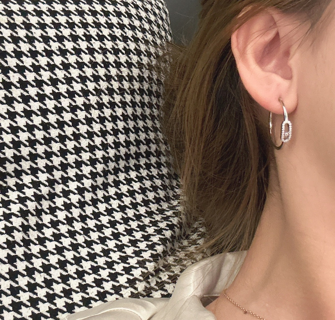 [Aura ] CREOLES MOVE UNO PM DIAMOND EARRINGS