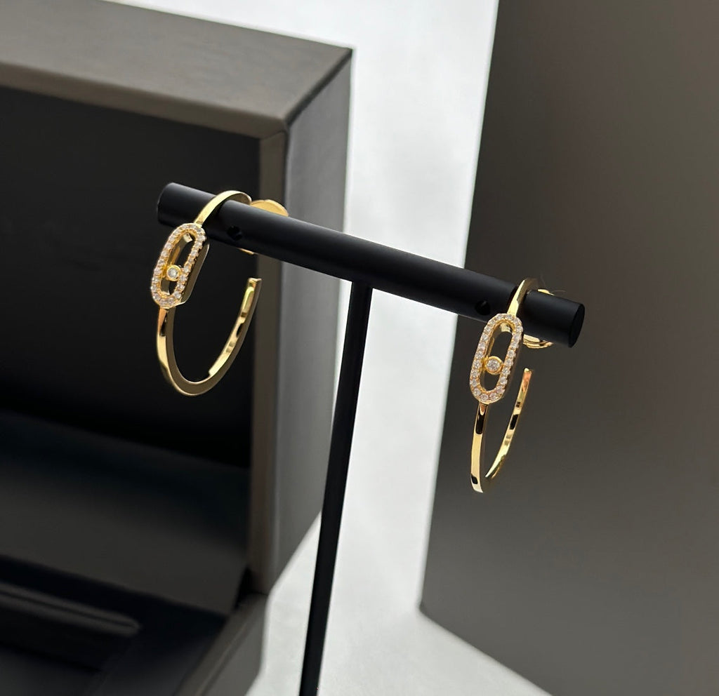 [Aura ] CREOLES MOVE UNO PM DIAMOND EARRINGS
