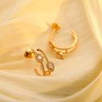 [Aura ] CREOLES MY TWIN 2 RANGS SILVER DIAMOND EARRINGS