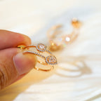 [Aura ] CREOLES MY TWIN 2 RANGS SILVER DIAMOND EARRINGS