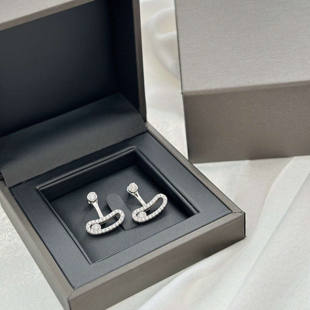 [Aura ] MOVE UNO SILVER DIAMOND EARRINGS