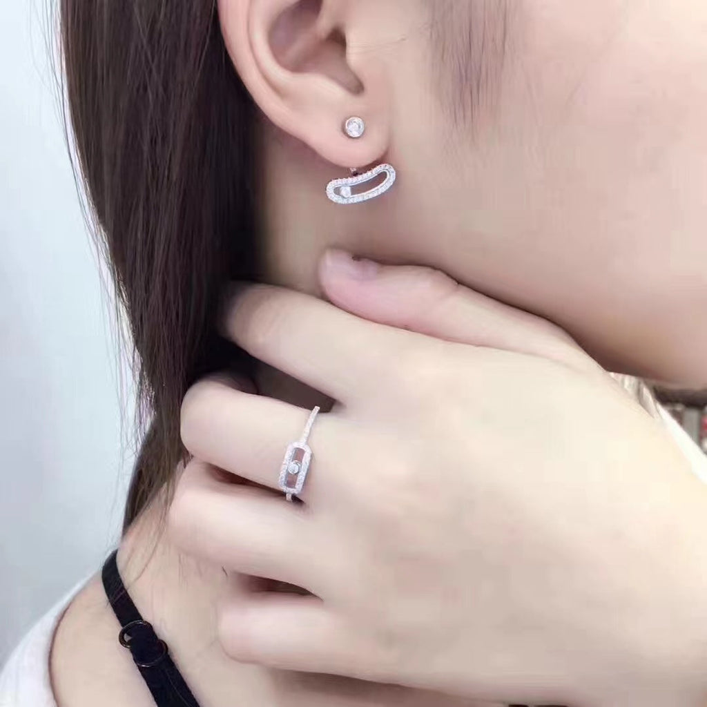 [Aura ] MOVE UNO SILVER DIAMOND EARRINGS