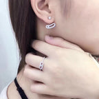[Aura ] MOVE UNO SILVER DIAMOND EARRINGS