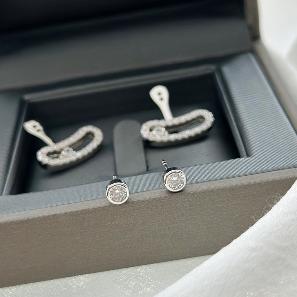 [Aura ] MOVE UNO SILVER DIAMOND EARRINGS