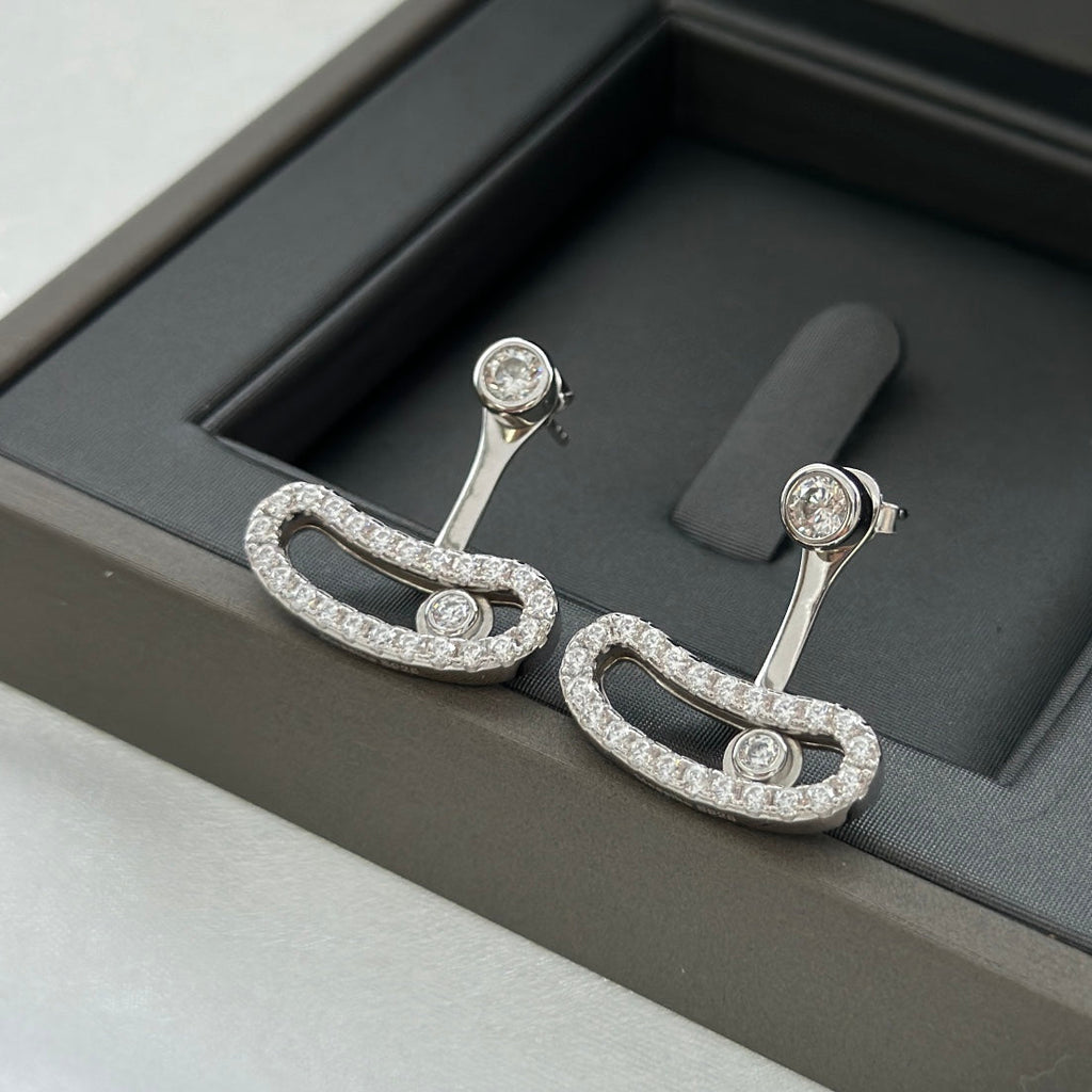 [Aura ] MOVE UNO SILVER DIAMOND EARRINGS
