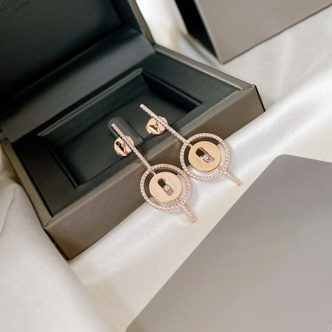 [Aura ]  MOVE ARROW PINK GOLD DIAMOND EARRINGS