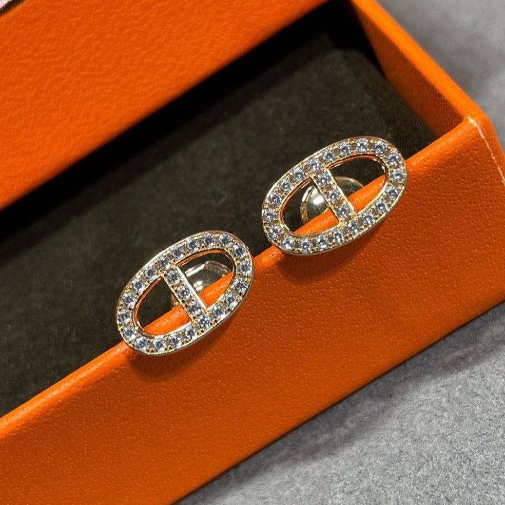 Aura HM FULL DIAMOND PIG NOSE STUD EARRINGS