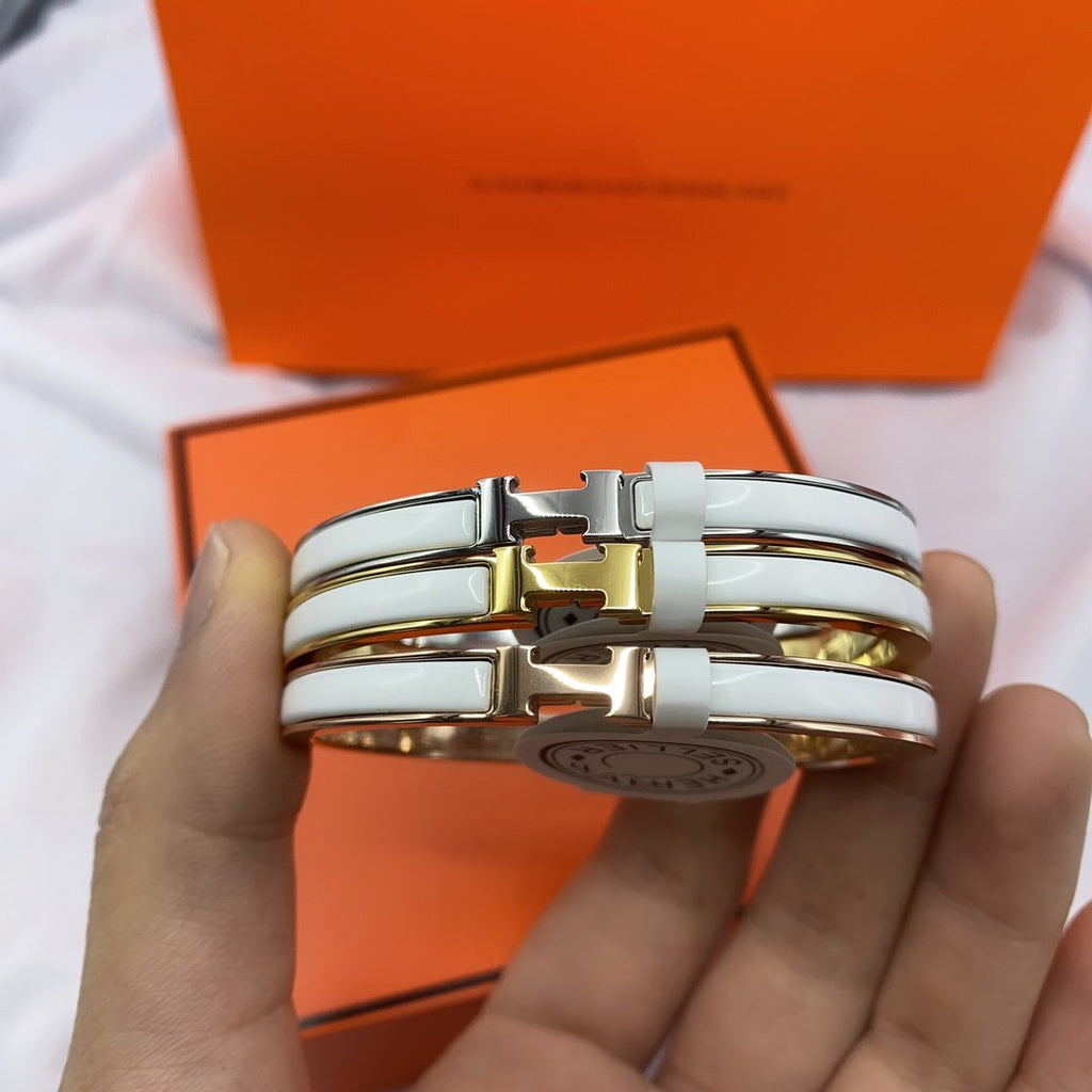 Aura CLASSIC HM CLIC WHITE 8MM ENAMEL BRACELET
