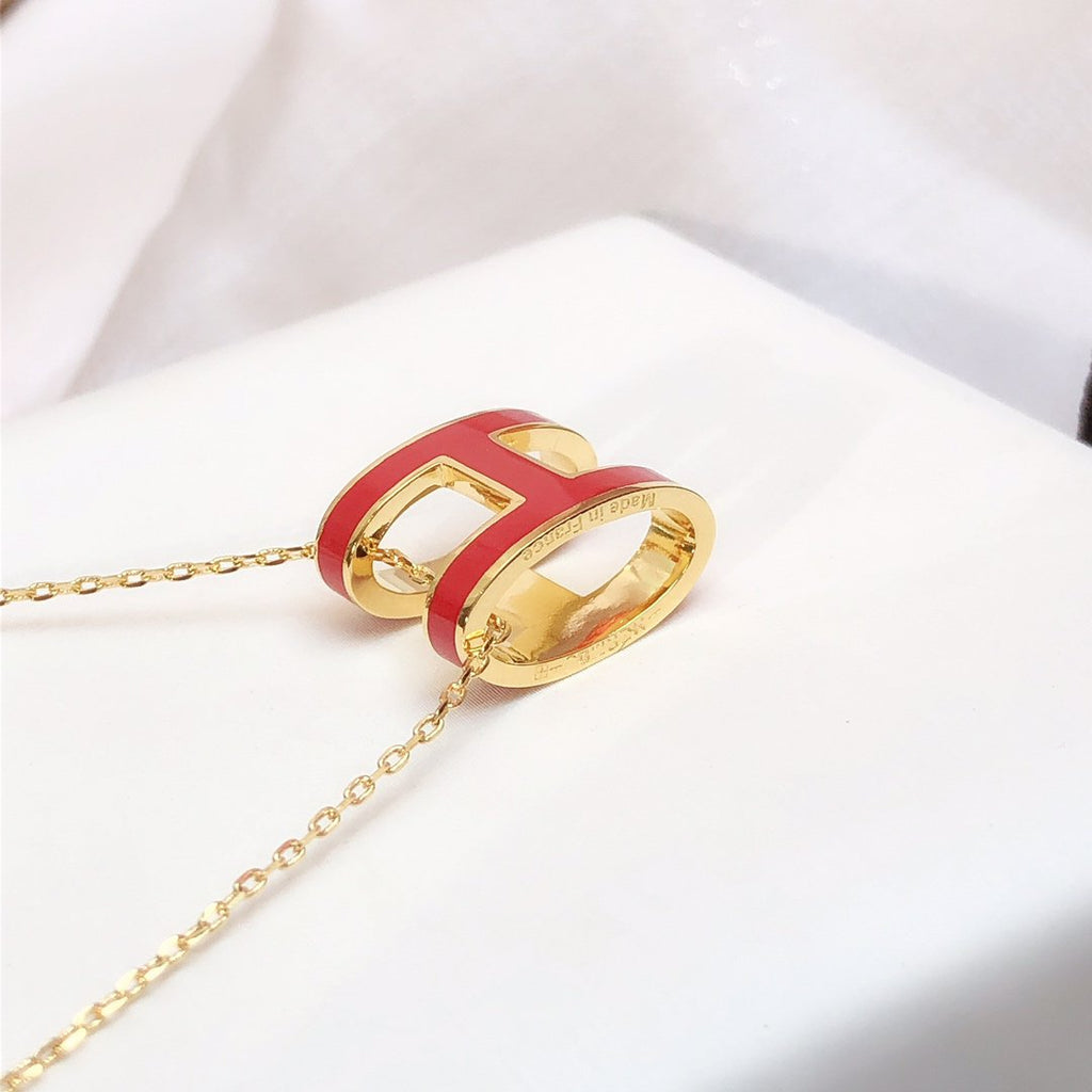 Aura HM CLIC ROTE EMAIL-GOLDHALSKETTE