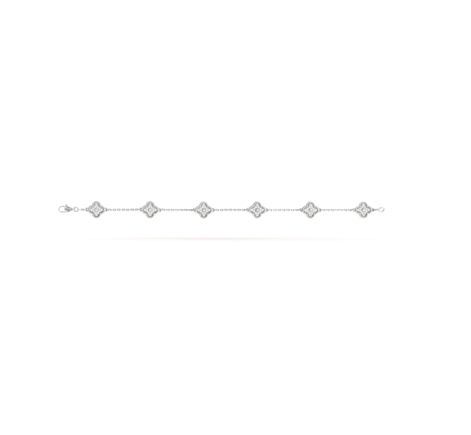 Aura CLOVER 6 MOTIF SILVER DIAMOND BRACELET