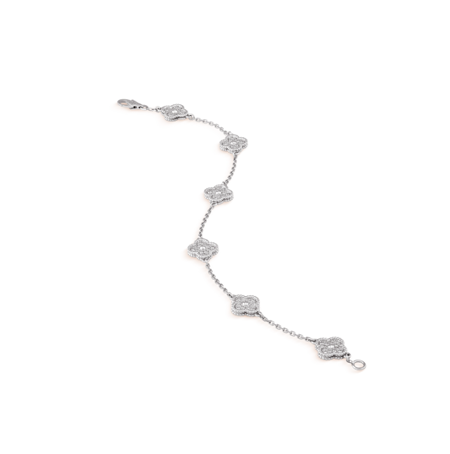 Aura CLOVER 6 MOTIF SILVER DIAMOND BRACELET