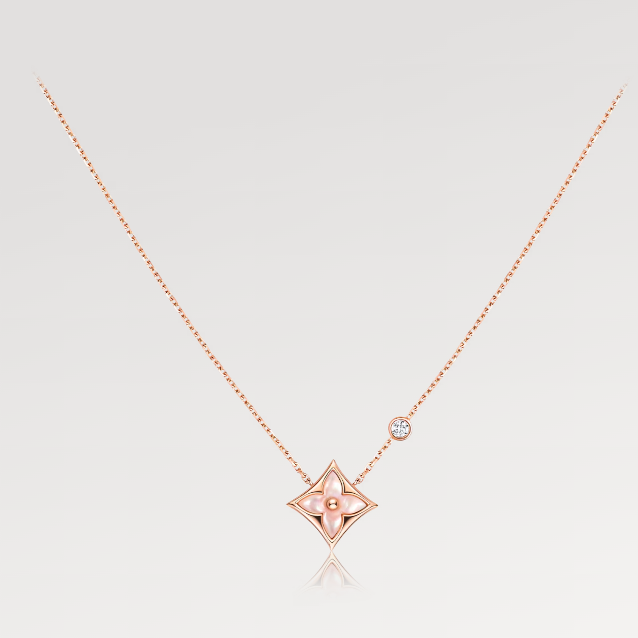 Aura STAR PINK MOP 1 DIAMOND PINK GOLD NECKLACE