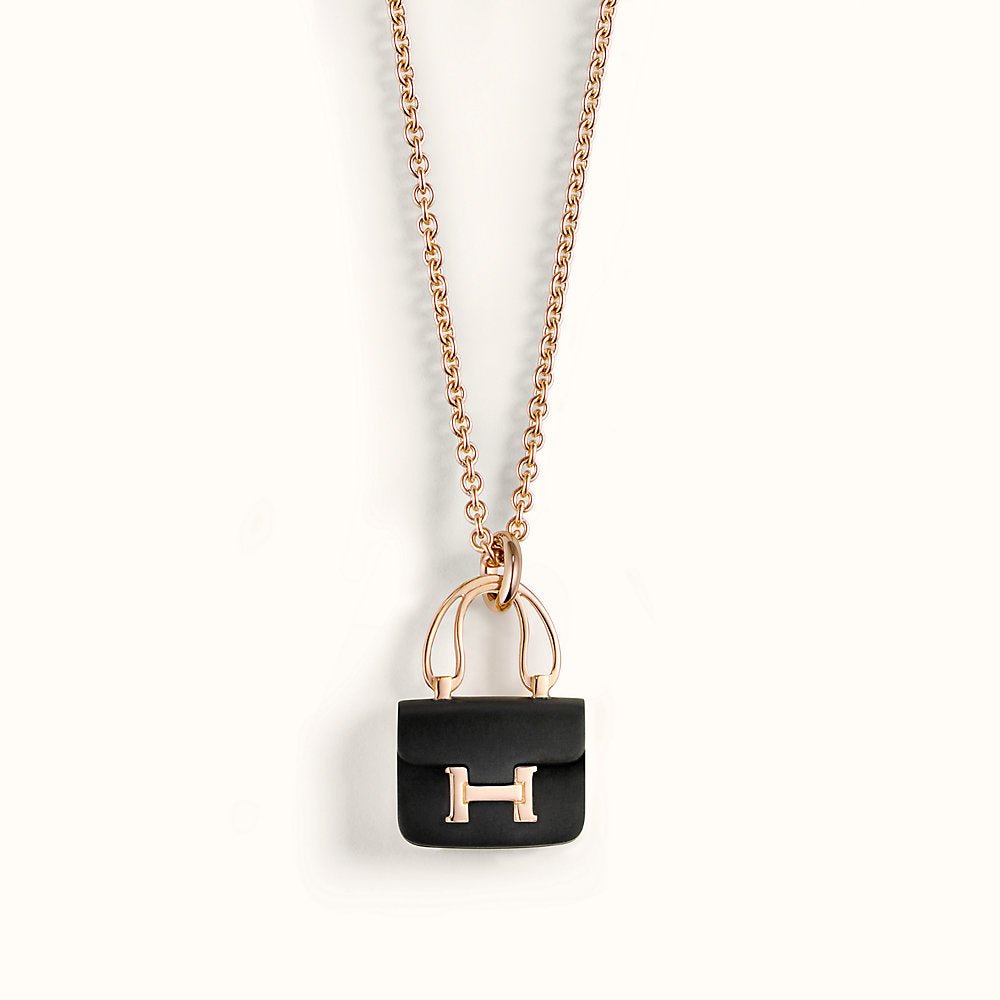 Aura CONSTANCE BLACK PEDANT PINK GOLD NECKLACE