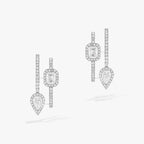 [Aura ] CREOLES MY TWIN 2 RANGS SILVER DIAMOND EARRINGS