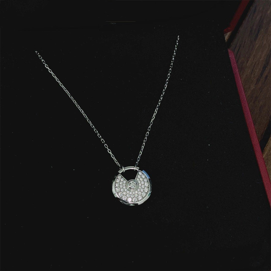 Aura AMULETT SILBER VOLL DIAMANT HALSKETTE