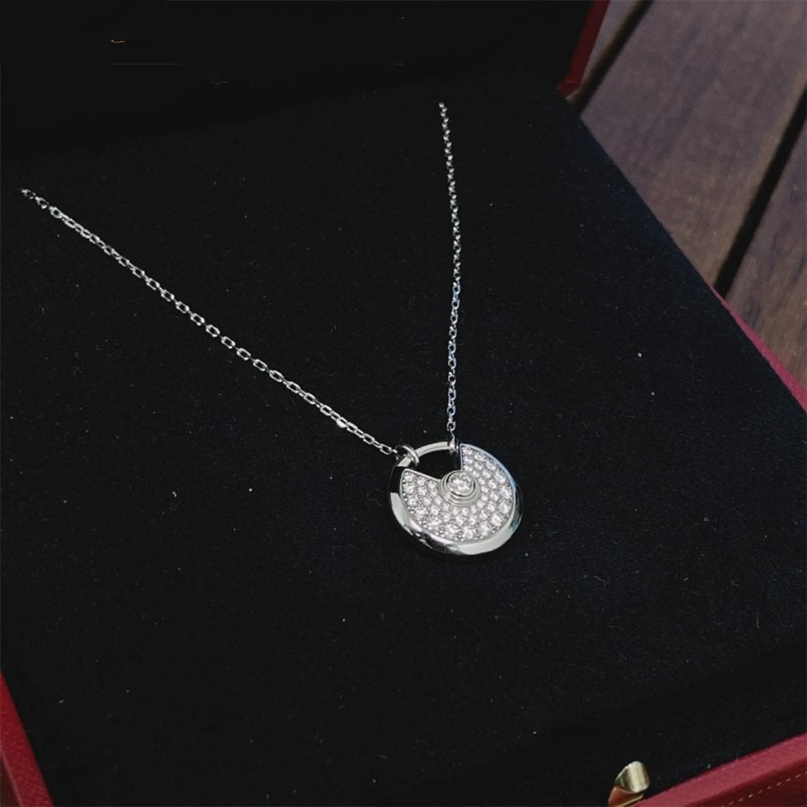 Aura AMULETT SILBER VOLL DIAMANT HALSKETTE