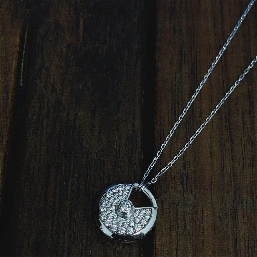 Aura AMULETT SILBER VOLL DIAMANT HALSKETTE