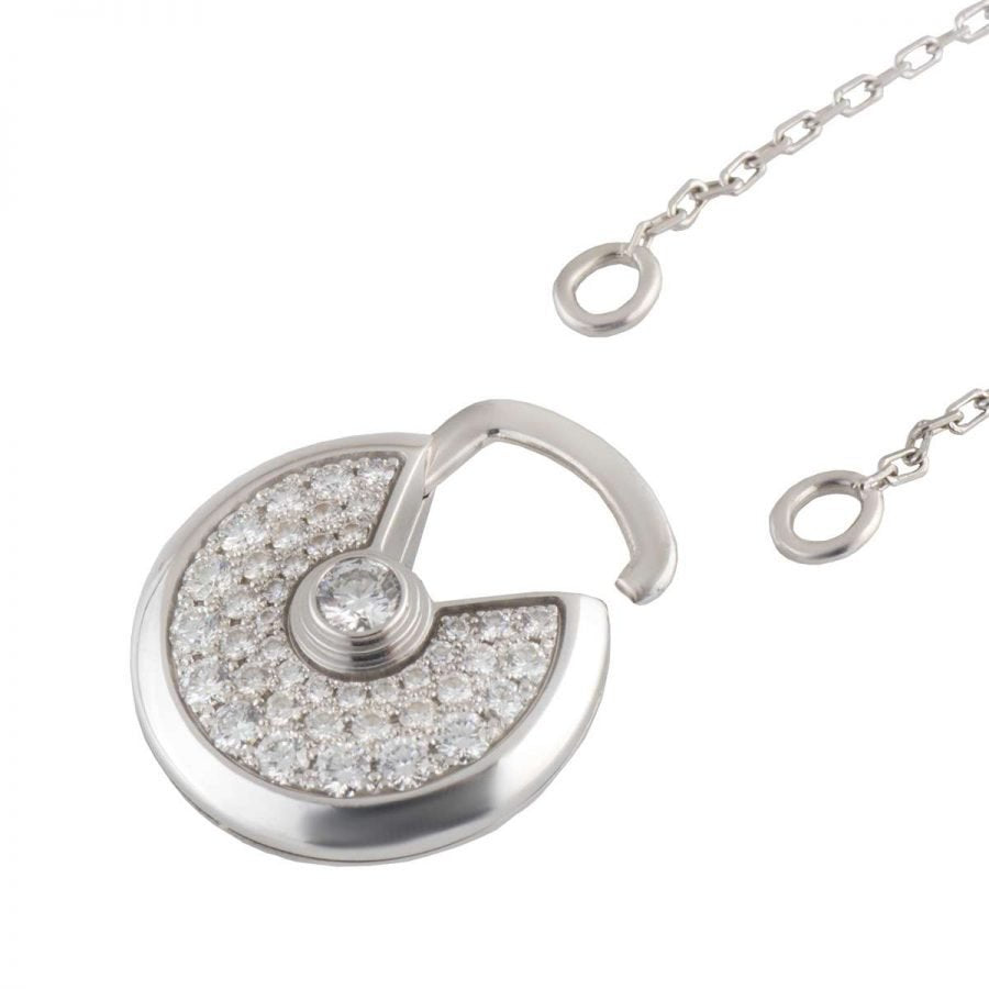 Aura AMULETT SILBER VOLL DIAMANT HALSKETTE