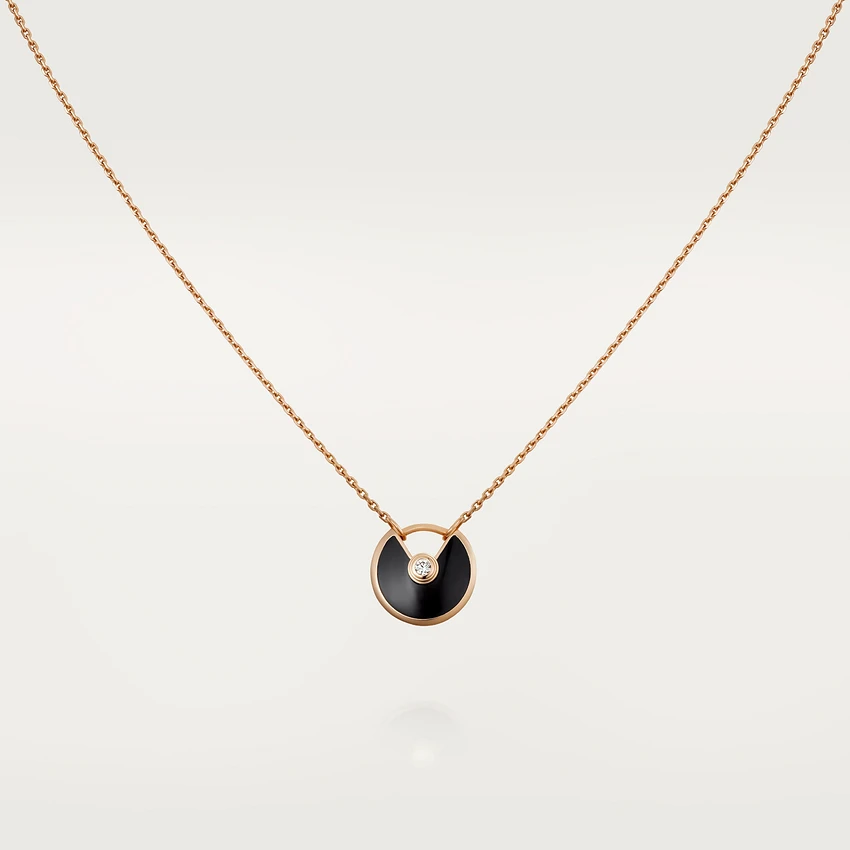 Aura AMULETTE ROSE GOLD ONYX NECKLACE