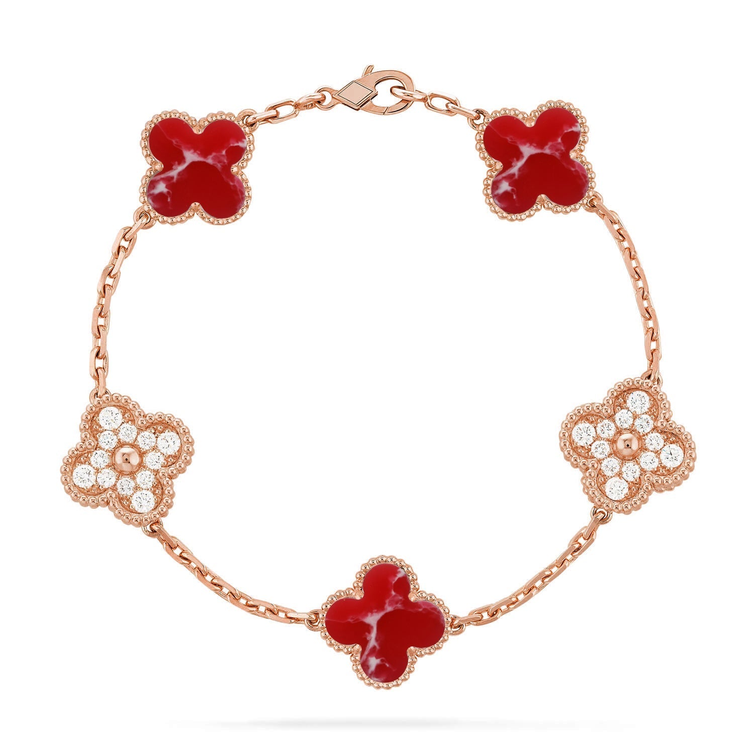 [Aura ]New CLOVER 5 MOTIF RED PATTERN BRACELET COLLECTION