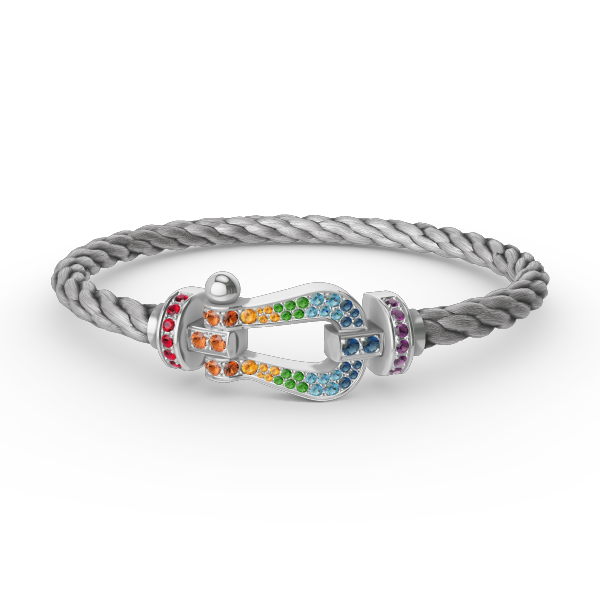 Aura FORC LARGE HORSESHOE  COLORED DIAMOND BRACELET SILVER