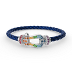 Aura FORC LARGE HORSESHOE  COLORED DIAMOND BRACELET SILVER